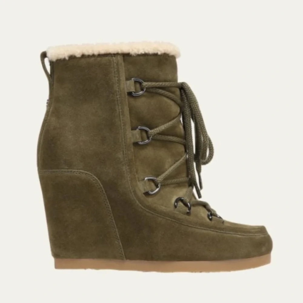 Veronica Beard Elfred Lace Up Shearling Wedge Boots - Picture 6 of 6